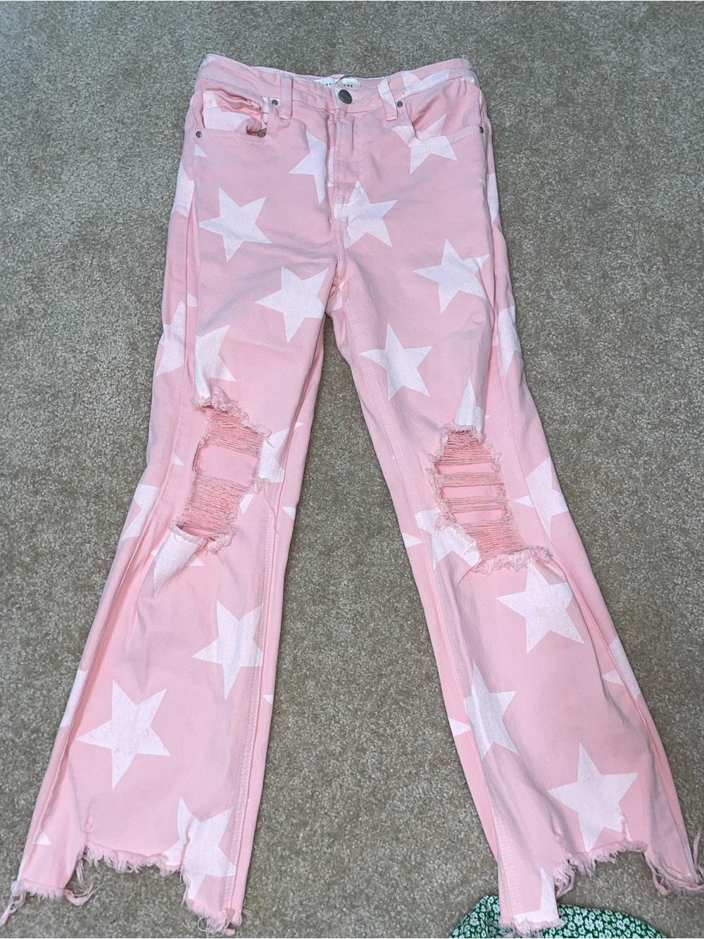 Risen Star Print Distressed Jeans 5/27